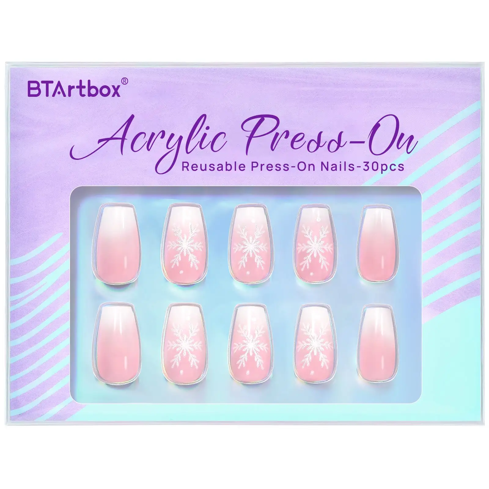 Private Label 30pcs Soft Gel Press On Fake Nails Short Almond Square False Nails Handmade French Gel Press On Nails