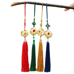 Bamboo Woven Ball Pendant <b>Car</b> Keychain Red Green Yellow Blue Chinese Style Decorative Tassel Hanging <b>Ornament</b> - Product Image 5