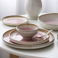 Assiette à pâtes et bol à riz OMK Creative Cream Style Vintage en céramique, fabriquée au four, écologique, compatible micro-ondes, haut de gamme, pour cuisine occidentale