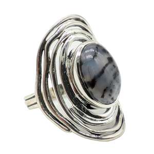 Bague en Agate Dendritique de Haute Qualité, Réglable, Faite à la Main, Bijou Fin pour Femme avec Pierre Précieuse en Cristal Poli, Idéale pour un Style Décontracté - Product Image 2