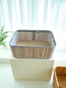 Panier de rangement en bambou de <span class=keywords><strong>style</strong></span> moderne forme rectangulaire pour cosmétiques de bureau boîte de rangement en paille jouets collations vêtements - Product Image 5