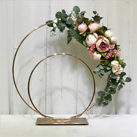 Décoration de mariage, centre de table, support à fleurs rond en métal doré