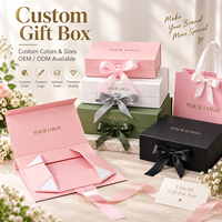 Emballage de luxe avec logo personnalisé, boîtes en carton élégantes pour extensions de cheveux, boîtes cadeaux pliables, sac en papier avec ruban