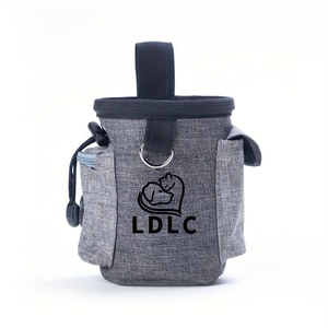 Sac à friandises pour animaux de compagnie imperméable gris, pochette pour collations d'entraînement avec ceinture, logo personnalisé pour les promenades avec le chien - Product Image 1