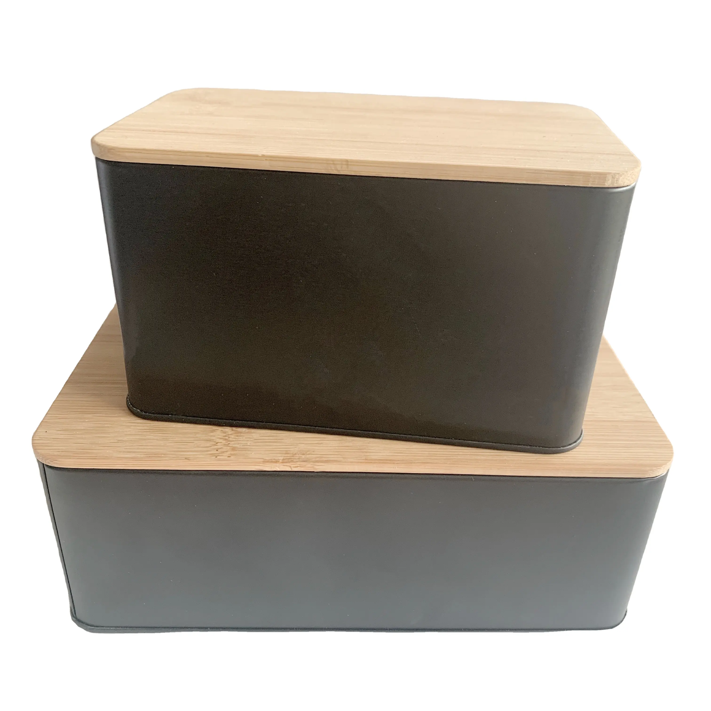 竹のふたが付いている熱い販売の木製のふたの長方形の茶ブリキの箱