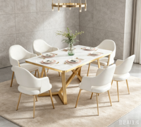 Ensemble Table et Chaises de Négociation et de Café Luxe Léger, Rectangulaire, Moderne, Durable, Écologique, Facile à Nettoyer, Idéal pour Petites Familles