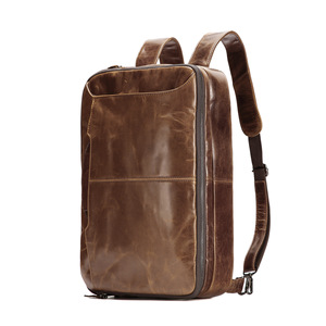 กระเป๋าเป้สะพายหลังหนังเคลือบน้ำมันดูเจียงความจุขนาดใหญ่ขยายได้กระเป๋าเดินทางเพื่อธุรกิจผู้ชายสันทนาการกลางแจ้งสีทึบ - Product Image 5