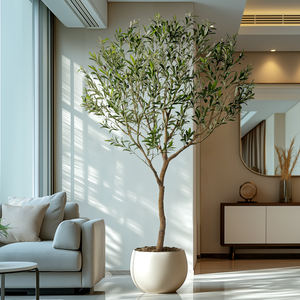 Hecho a mano grande Artificial <span class=keywords><strong>2m</strong></span> de alto Evergreen Olive <span class=keywords><strong>Bonsai</strong></span> Tree UV árbol de Navidad Interior Exterior decoración hogar seda madera plástico - Product Image 2