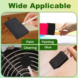 Woxin 4 pièces Pinceaux en mousse noire Manche en bois Éponge 1\" 2\" 3\" 4\" Léger Durable Teintures Vernis Grande surface Bricolage Artisanat - Product Image 6