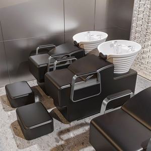 Modern Black <b>Salon</b> <b>Furniture</b> Shampoo Backwash Unit Sink Station Washing Hair Bed Tilting Ceramic Sink With Adjustable Seat - Product Image 1