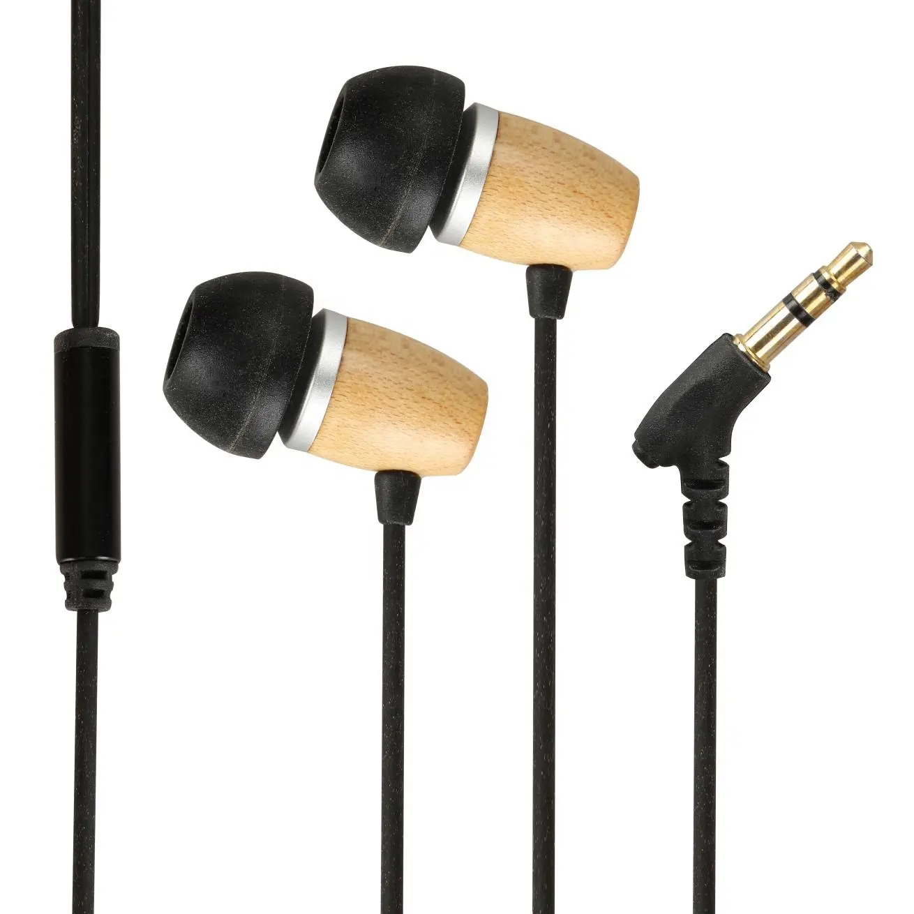 Mikrofon ile 2024 ahşap kabuk kulaklık 3.5 fiş Stereo High-End kulak içi kulaklık