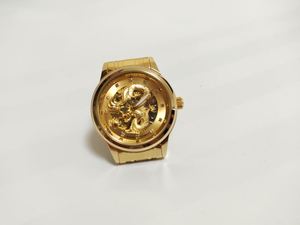 Montres-bracelets automatiques mécaniques pour hommes en acier inoxydable doré, personnalisées et sur mesure, avec motif dragon - Product Image 5