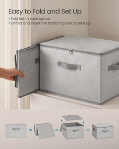 Foldable Storage Organiser Boxes 40 X 30 X 25 cm Non-Woven Fabric Storage <b>Basket</b> Bins with Lids - Product Image 4