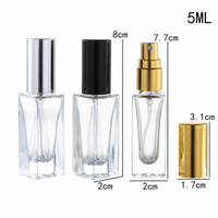 Flacon de parfum vide rectangulaire en gros, 6 ml, couvercle doré, argenté, noir, rechargeable, emballage cosmétique en verre pour le soin du visage