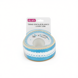 Strisce di pizzo Ilan 2,0 cm x 20 m, nastro bianco per decorazioni fai da te - Product Image 1
