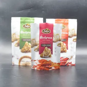 Custom Printed Stand Up Food Pouch Doypack Snack Crisps Plastic Mushroom Chips Packaging Bags For Snack