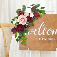 Ensemble de guirlandes de fleurs artificielles bordeaux et rose poudré, arrangement floral de luxe en roses de soie pour arche de mariage, toile de fond, table à manger et escalier