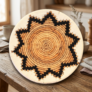 Panier décoratif mural Home Basket Bali Dayak - Feuille de bananier et macramé Noir/Blanc - Product Image 2