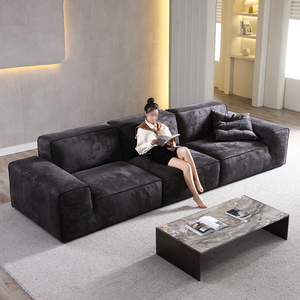 Divano Modulare Minimalista <span class=keywords><strong>Italiano</strong></span> in Tessuto Opaco per Soggiorno, Set Combinato con Seduta Profonda <span class=keywords><strong>e</strong></span> Imbottitura in Piuma - Product Image 1