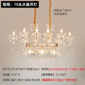 Lustre suspendu en cristal doré au design moderne de luxe, luminaire décoratif d'intérieur, idéal pour un salon, une chambre à coucher, une Villa, un hôtel, un hall