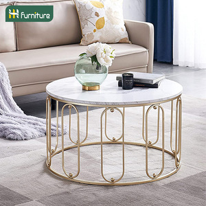 Mesa de centro de hierro forjado hecha a medida, estilo nórdico, de lujo ligero y minimalista, para apartamentos pequeños, mesa redonda pequeña para sofá. - Product Image 1