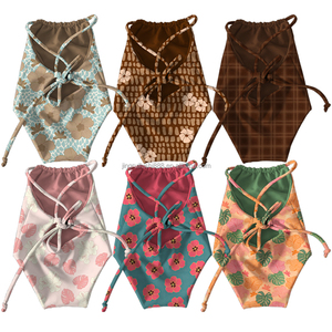 Yeni Gelen Çocuklar İçin Ters Çevrilebilir Mayo Kolsuz Sırtı Açık <span class=keywords><strong>Bikini</strong></span> Çift Katmanlı Hawaii Çiçek Desenli Kız Çocuk Mayoları - Product Image 1