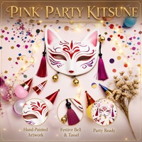 Masque de renard Kitsune japonais, lot de 8 pièces, Halloween, fête de remise de diplôme, festival doré, peint à la main, écologique, imperméable, cosplay