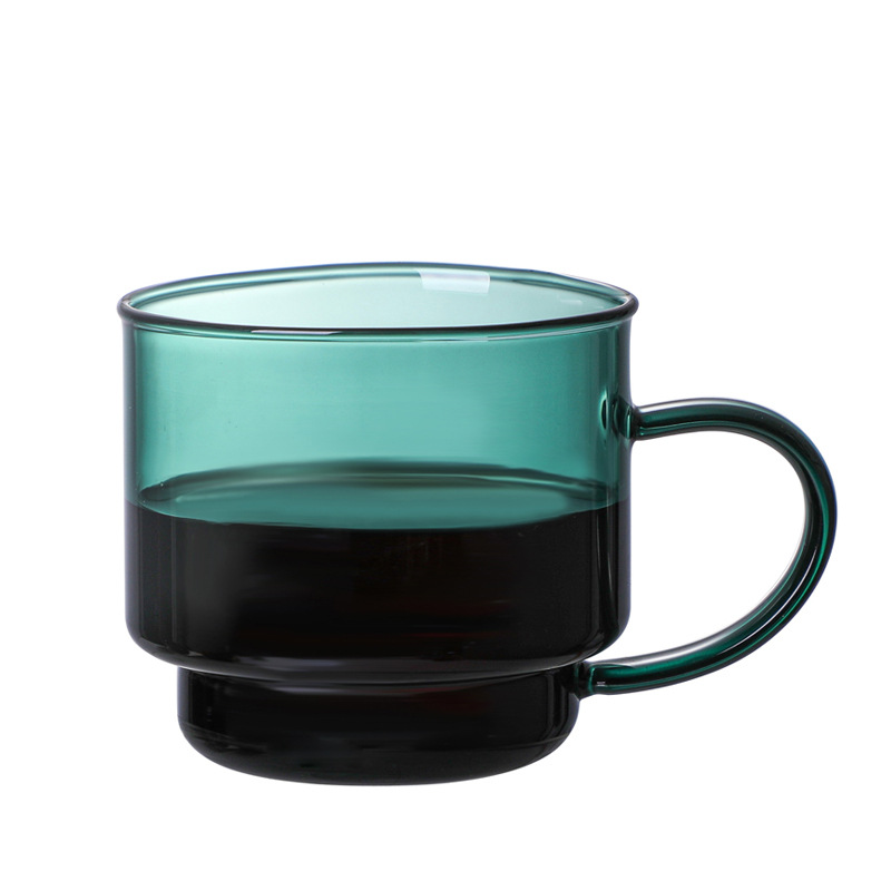 Cute Nordic Single Layer Solid Color High Borosilicate Heat Resistant Glass Cup With Handle