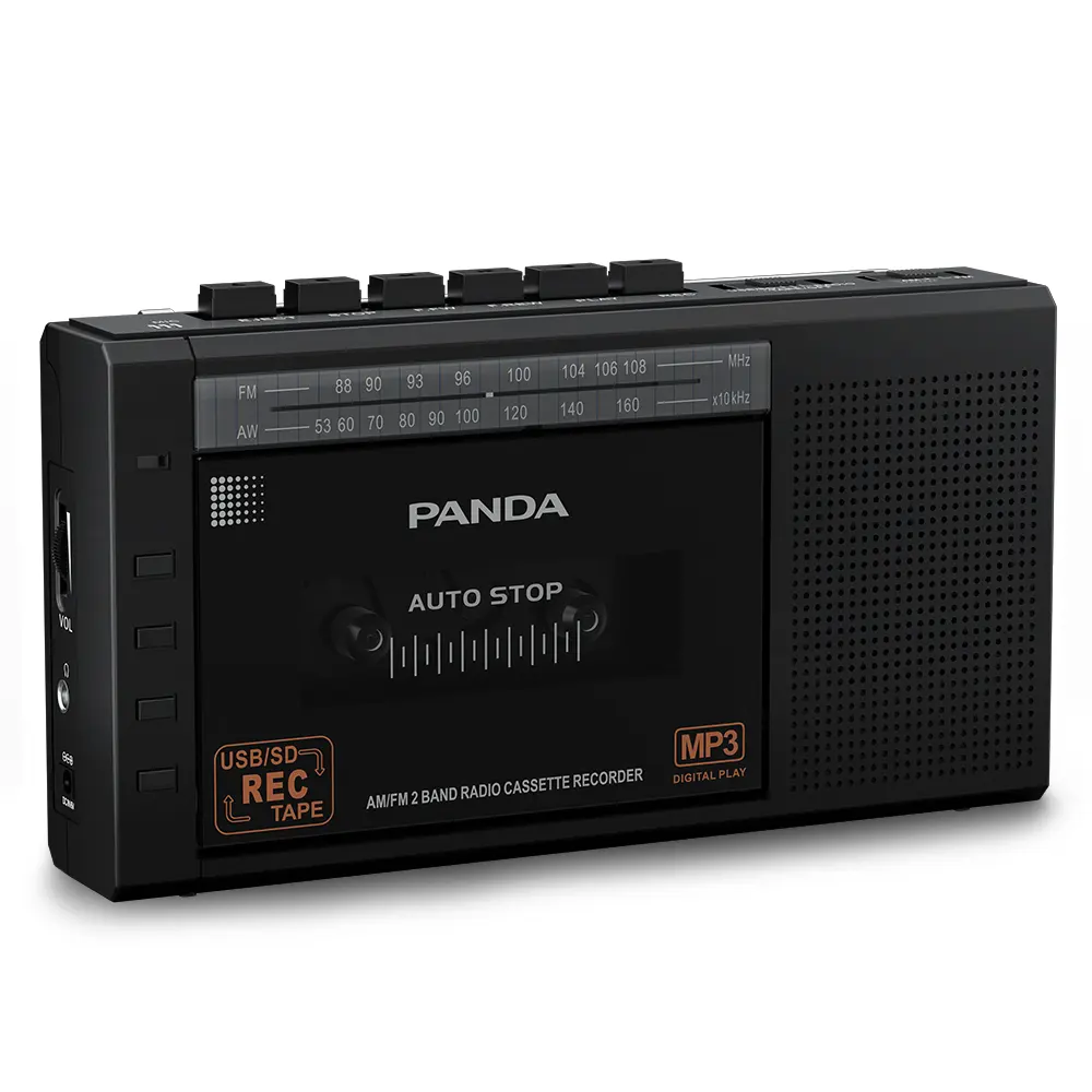 Fone de gravação de rádio portátil vintage fm, rádio usb/tf de 2 bandas, rádio mp3, gravador de rádio com cassete, portátil