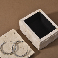 Organisateur de bijoux en marbre nordique collier porte-panier en pierre boîte de rangement avec couvercle étui à bijoux en travertin beige