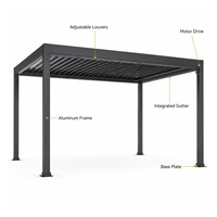 Pergola motorisée en aluminium avec éclairage LED, pergolas de jardin modernes, systèmes de pergola bioclimatiques, résistantes à la rouille, pour restaurant, bord de piscine