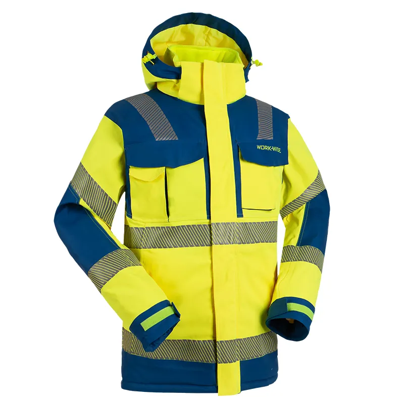 Reflective Work Wear Hi Vis Work Safety Parka And Bib Pants Jacket Waterproof Jacket For Man