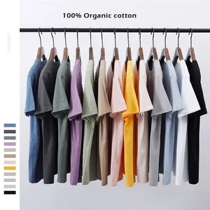 新设计定制标志t恤100% 有机棉纯色超大基础t恤数码印花衬衫