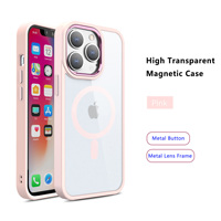 Nouveau 2024 Design de luxe Transparent PC résistant aux chutes TPU métal caméra anneau bouton coque de téléphone pour iPhone 14 13