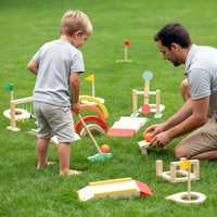 Ensemble de jeu de mini-golf personnalisé à faire soi-même et cadeau, jeu d'entraînement à l'équilibre intérieur/extérieur, jouet de golf en bois pour enfants de 5 à 7 ans