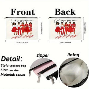 Bolsa de Cosméticos de Lona Cristiana para <span class=keywords><strong>Mujer</strong></span>, Bolsa de Maquillaje con Versículo Bíblico, Dios Dice que Eres Única, Especial y Preciosa, Bolso de Regalo de Fe - Product Image 6