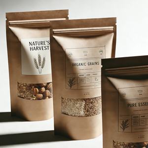 Sachet refermable en papier kraft biodégradable 100 % naturel avec logo personnalisé pour emballage alimentaire (noix) - Product Image 1