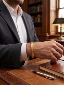 Classic Gold Plated Kada for <b>Men</b> Fashion Jewelry Elegant Traditional Male Bracelet Durable Stylish Accessory for Casual Party - Product Image 5