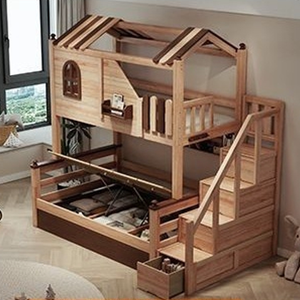 Cabane dans les arbres <span class=keywords><strong>lit</strong></span> superposé en bois massif pour enfants avec <span class=keywords><strong>toboggan</strong></span> familial <span class=keywords><strong>lit</strong></span> superposé <span class=keywords><strong>lit</strong></span> <span class=keywords><strong>haut</strong></span> et bas - Product Image 6