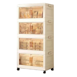 Zwei Türen offen Klar <span class=keywords><strong>4</strong></span> Ebenen Plastiks pielzeug Baby kleidung Organizer Schubladen schrank für Kleidung für Kinder - Product Image 1