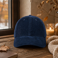 Casquette de baseball en velours côtelé personnalisée avec logo, 6 panneaux structurés, couleur unie, visière incurvée, OEM ODM
