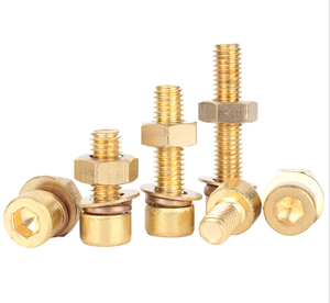 Đồng thau <span class=keywords><strong>Hex</strong></span> đầu bu lông với các loại hạt, phẳng & mùa xuân máy giặt-ỐC Vít công nghiệp M6-M12 chủ đề số liệu - Product Image 3