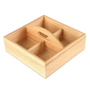 Solid wood fruit tray wooden box creative cover dried fruit compartment box European four-hi box storage