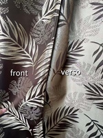 Rideau Voilage Jacquard Luxe Motif Feuilles Style Romain, Tissu Teint Fil Moderne et Simple, à Œillets, Pour Toutes Saisons, Ignifuge 100%