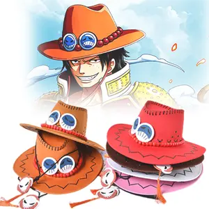 2 Maten 7 Kleuren Ace Cosplay Hoeden Kostuum Witte Weard Piraten Regiment Ace Cosplay Mode Ace Cowboy Hoed Voor Kinderen Volwassen