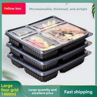 Boîte Bento jetable écologique en plastique avec couvercle, récipient de préparation de repas micro-ondable et anti-fuite pour plats à emporter et traiteur