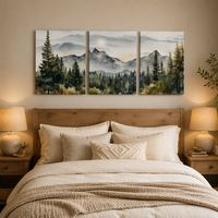 Lot de 3 tableaux encadrés sur toile, style Art Déco, impression numérique de paysages, art mural en fer et bois de pin pour salon et chambre à coucher