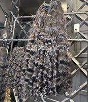 Cheveux humains vierges bruts non traités, bouclés style Caraïbes, alignés aux cuticules, provenant du Cambodge et du Vietnam, en lots, pour revendeurs