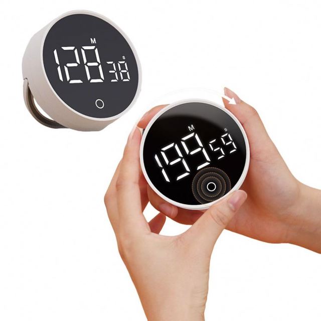 Multifunctional Silent Full-Screen Led Display Rotating Kitchen Desktop Study Timer