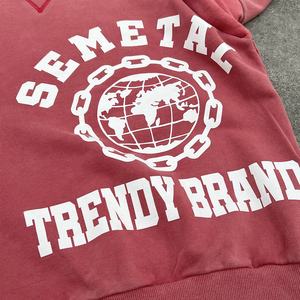 Sweat-shirt à capuche en molleton français streetwear, logo imprimé personnalisé, coton lourd, sweat-shirt à col rond délavé à l'acide, sweat-shirts surdimensionnés pour hommes - Product Image 4